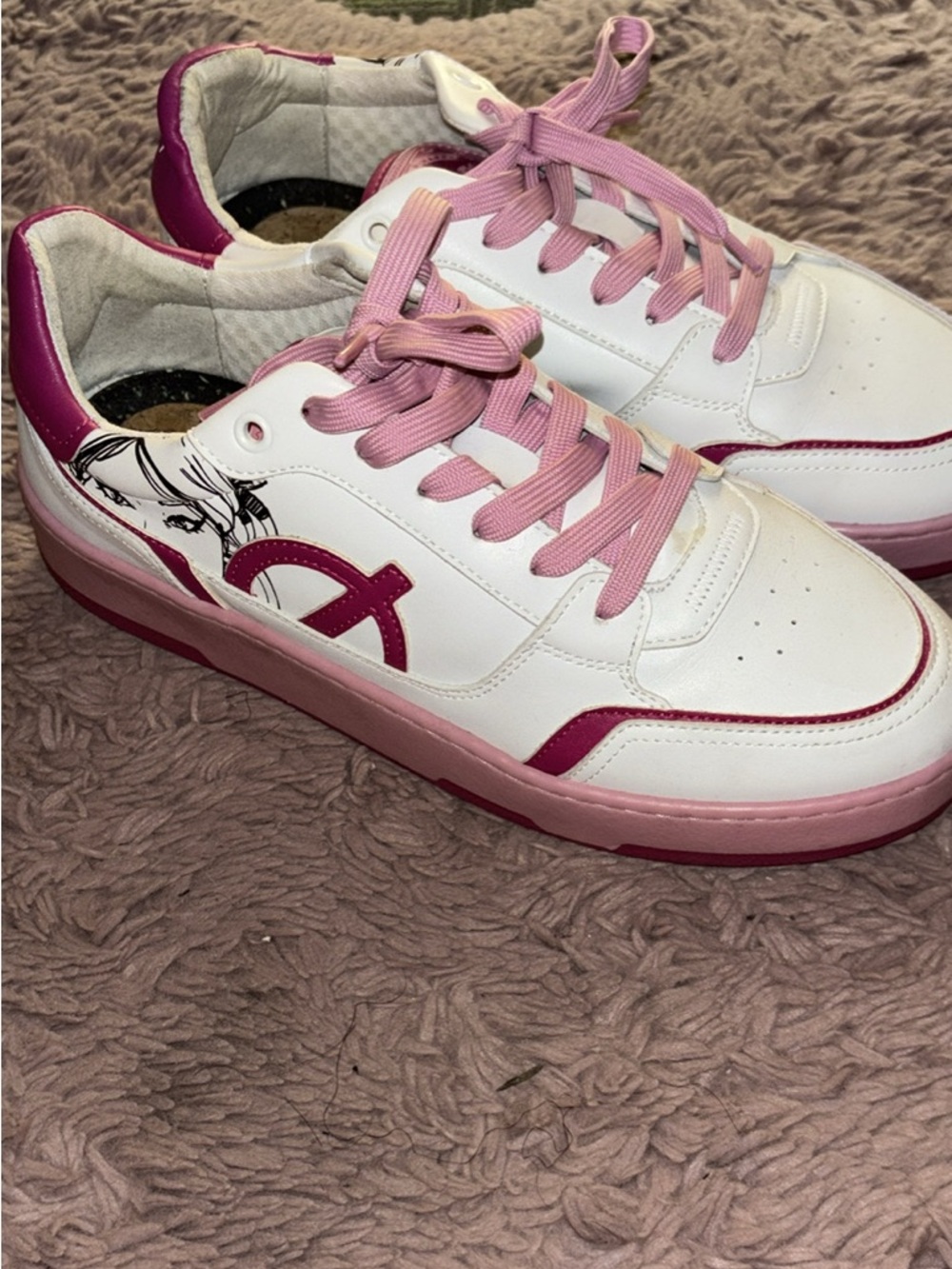 White and Pink Women's Low-Top Sneakers